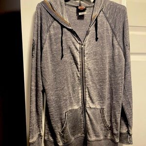 Womens Harley zip up sweatshirt. Grey. XXL. Never worn.  Perfect condition.